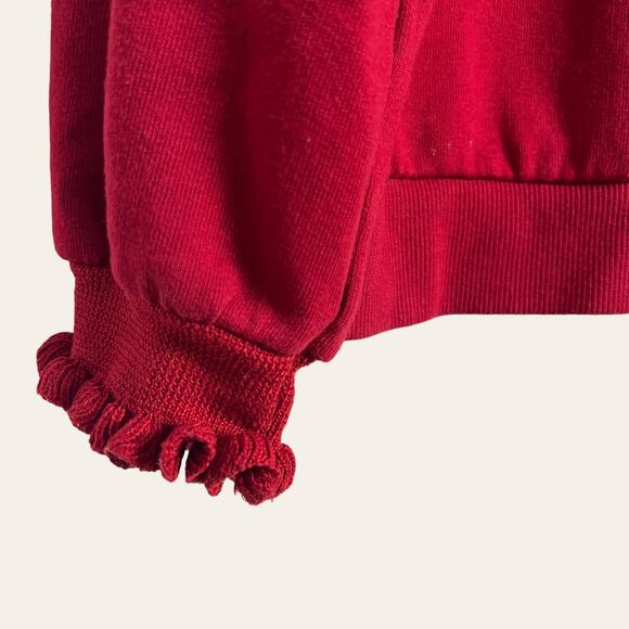 Who What Wear Red Crewneck Mockneck Ruffle Sweater Size L - Picture 4 of 8